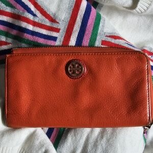 Tory Burch Vibrant Orange Leather Wallet